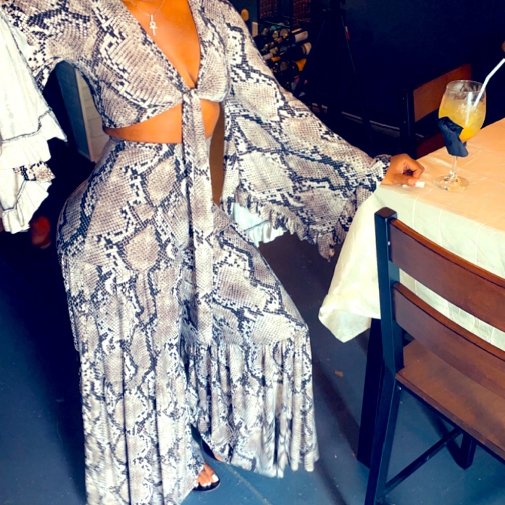 Two Piece Snake Print Outfit